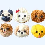 Box of four custom pug cupcakes in different colors and designs